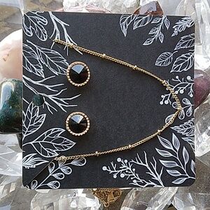 Black and Gold Necklace and Earrings Set
